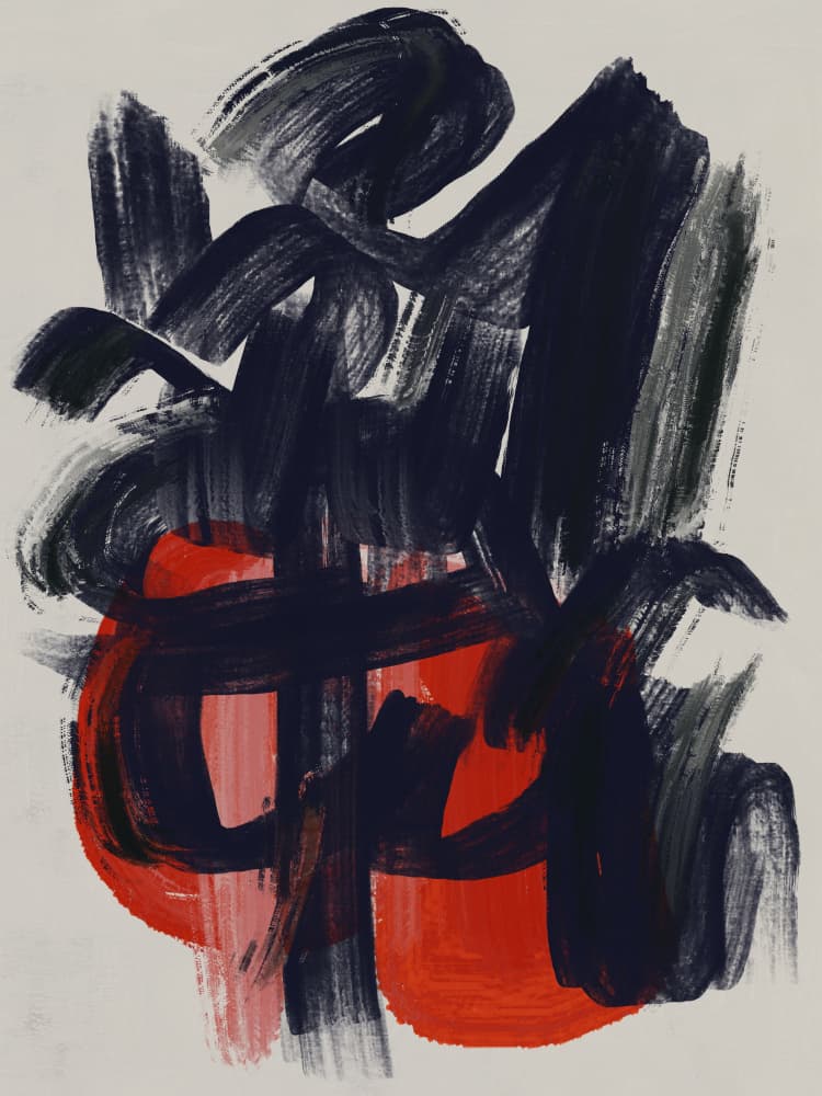 Dynamic Red Form by Little Dean — canvas wall art