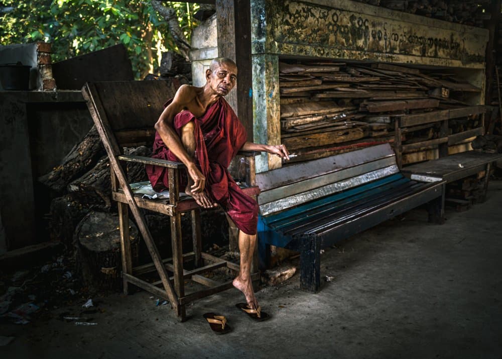 Serene Buddhist Monk by Marco Tagliarino — canvas wall art