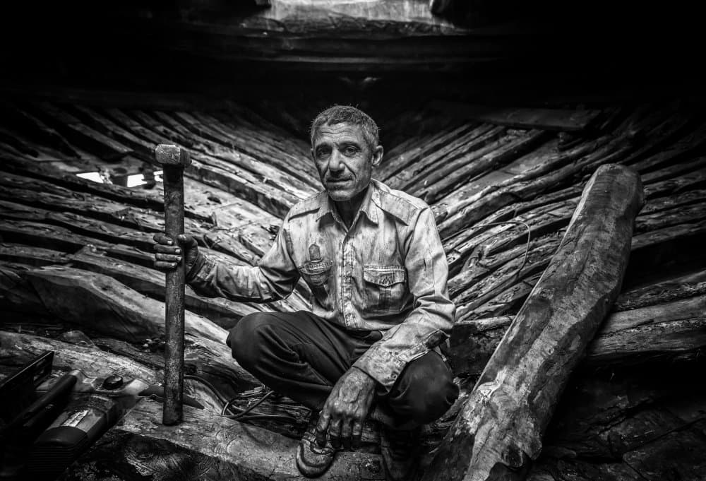 Rustic Woodworker Portrait by Hamid Jamshidian — canvas wall art