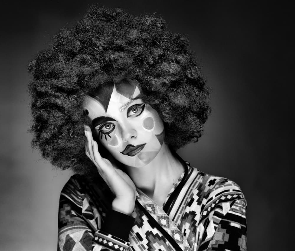Pensive Harlequin Woman by Offer Ellbogen — canvas wall art