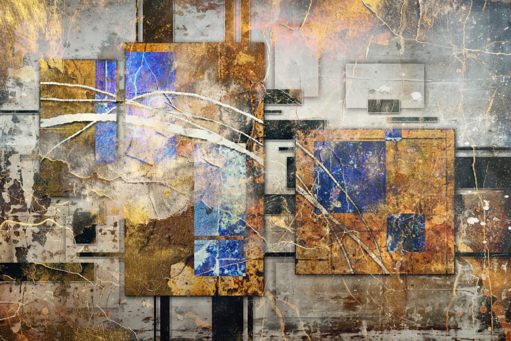 Distressed Geometric Abstraction by Rafal Kulik — canvas wall art