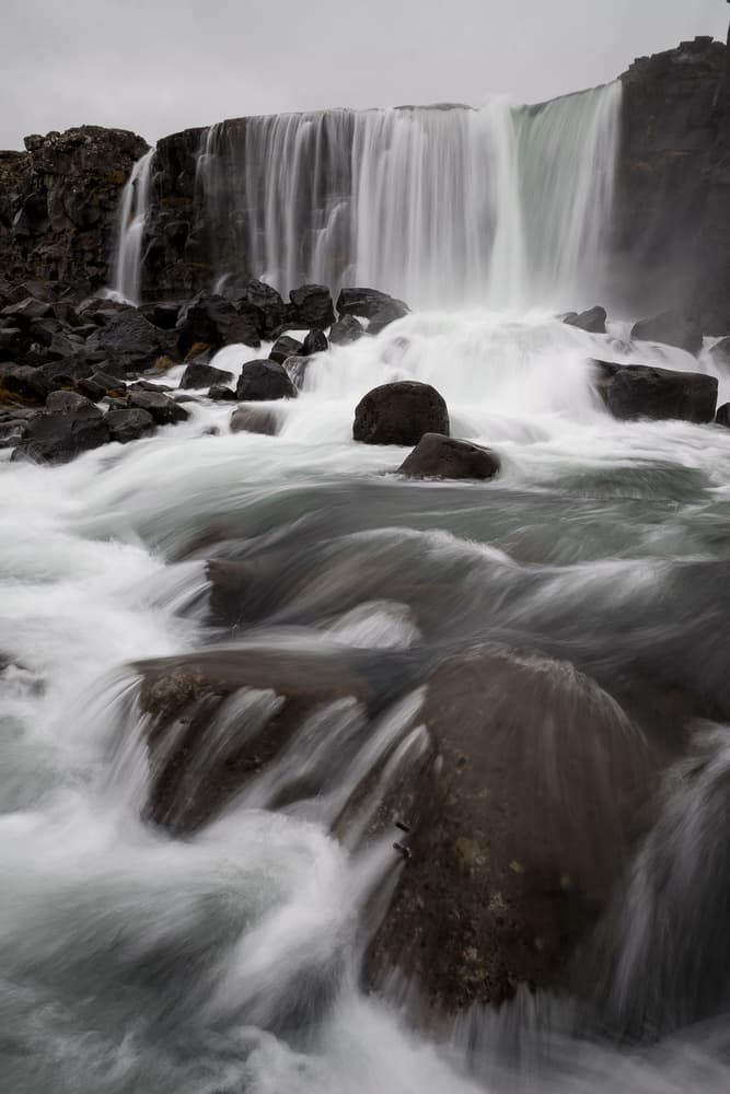 Rushing Waterfall Landscape by Alfred Forns — canvas wall art