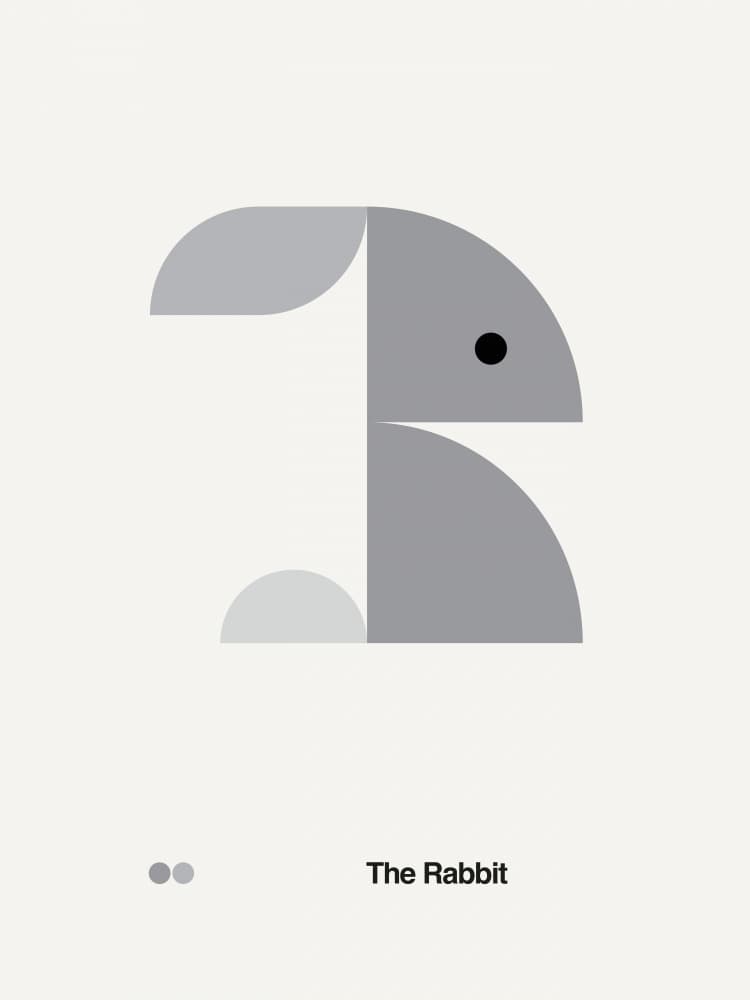 Modern Geometric Bunny by David Vineïs — canvas wall art