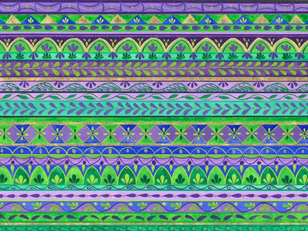 Purple and Green Stripe Patterns by Isabelle Brent — canvas wall art
