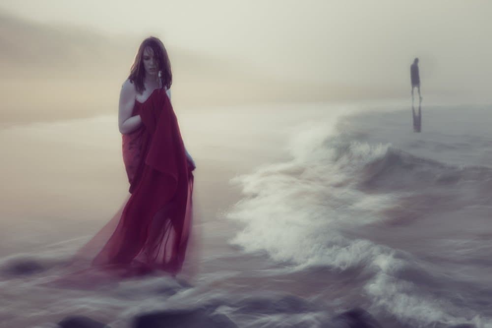 Woman in Red Ocean Mist by Charlaine Gerber — canvas wall art