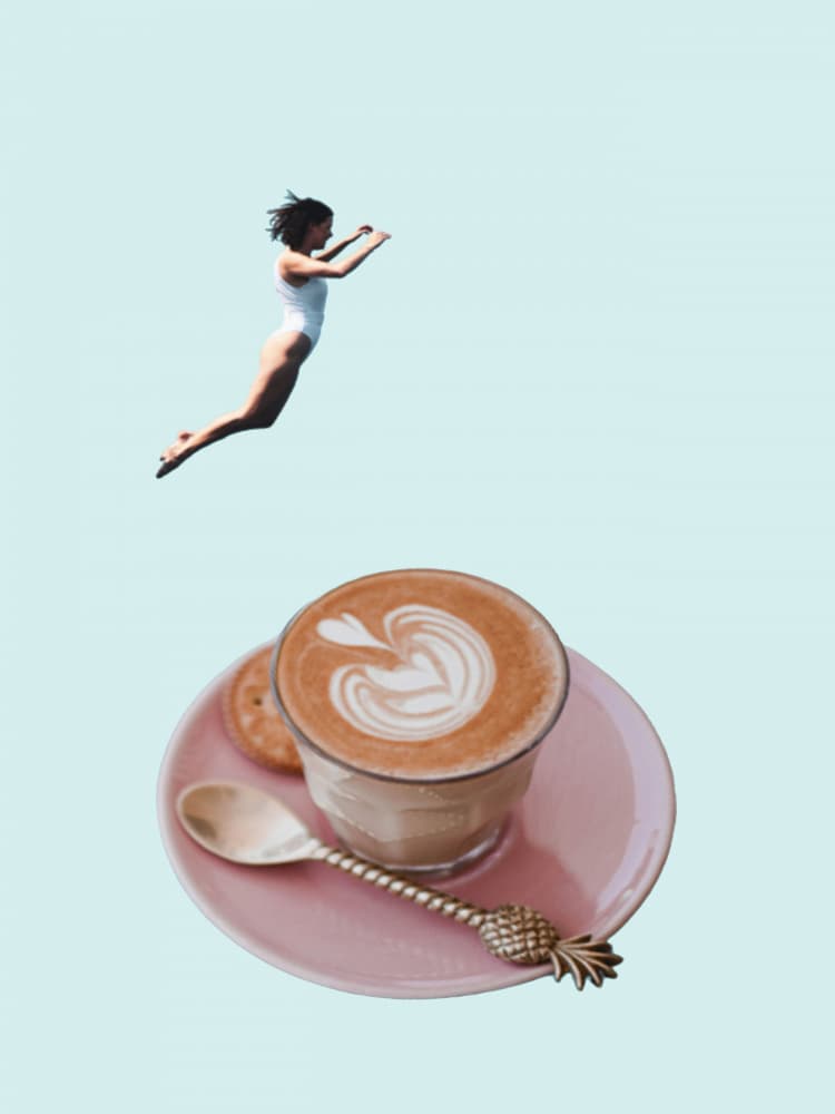Whimsical Coffee Dive by Elizabeth C — canvas wall art