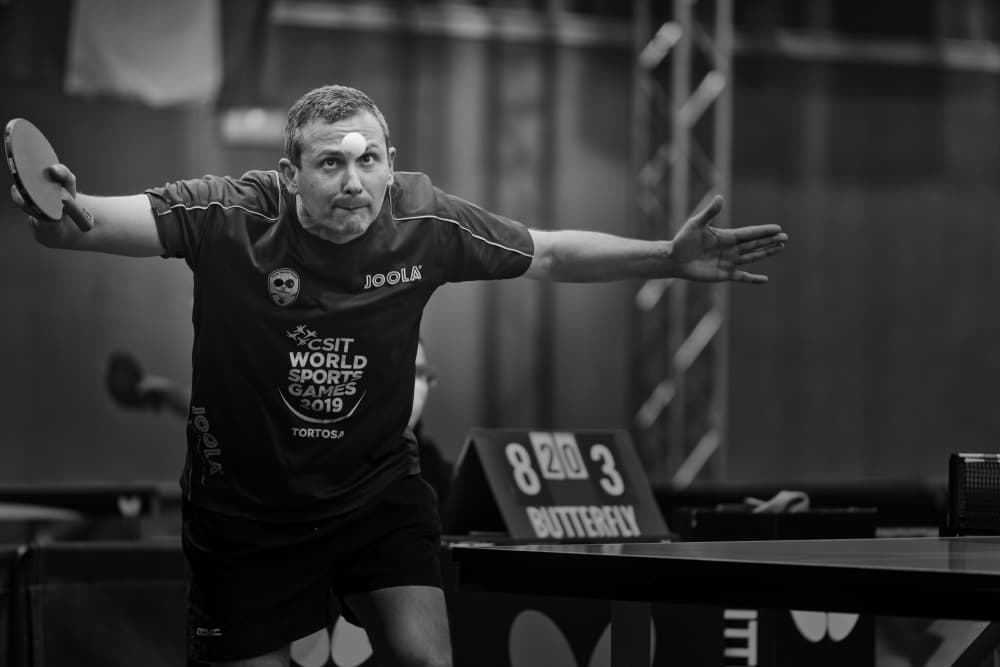 Focused Table Tennis Shot by Jesus Concepcion Alvarado — canvas wall art