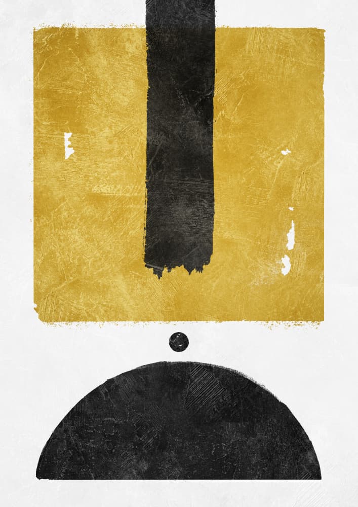 Golden Black Geometric Forms by Ema Paraschiv — canvas wall art