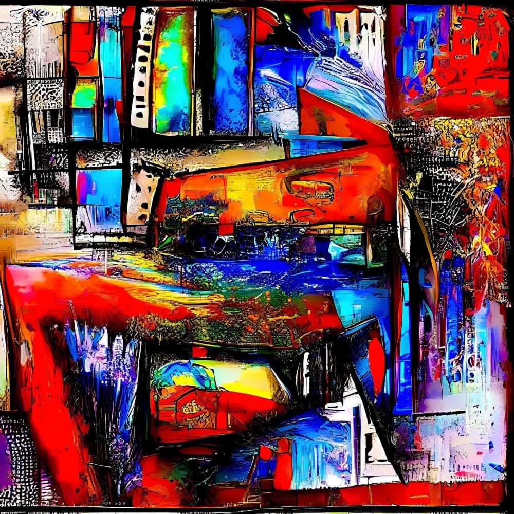 Vibrant City Abstract by mnemonixART — canvas wall art