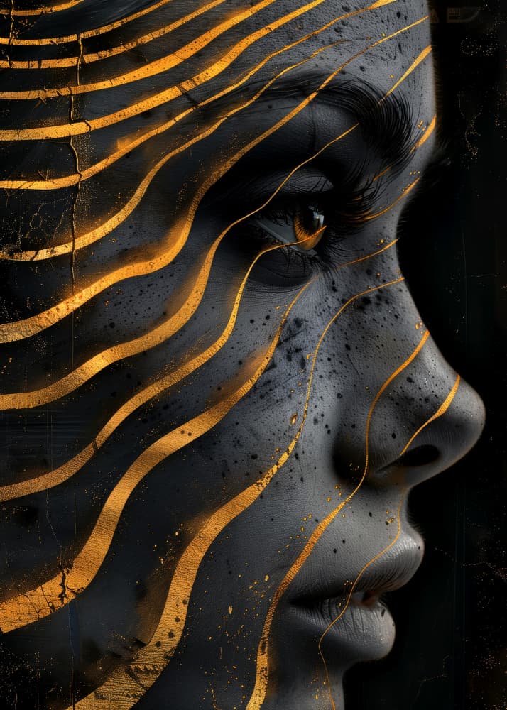 Golden Lined Profile by Justyna Jaszke — canvas wall art