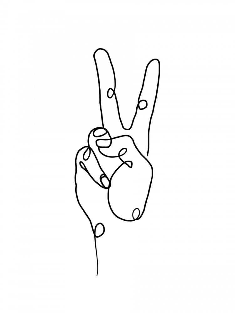Minimalist Peace Hand by Hanna Lee Tidd — canvas wall art