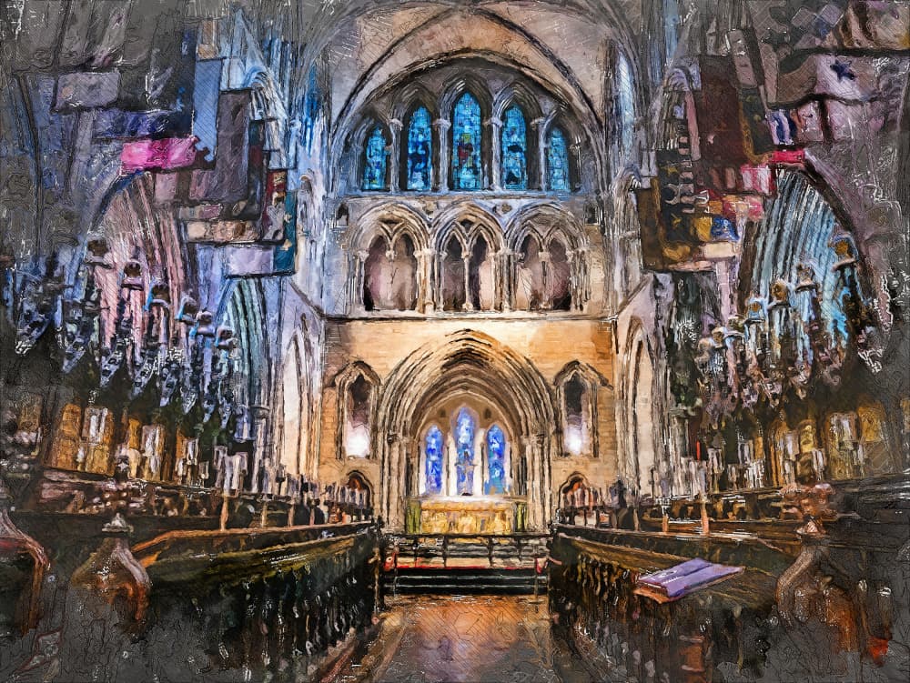 Gothic Cathedral Interior by Justyna Jaszke — canvas wall art