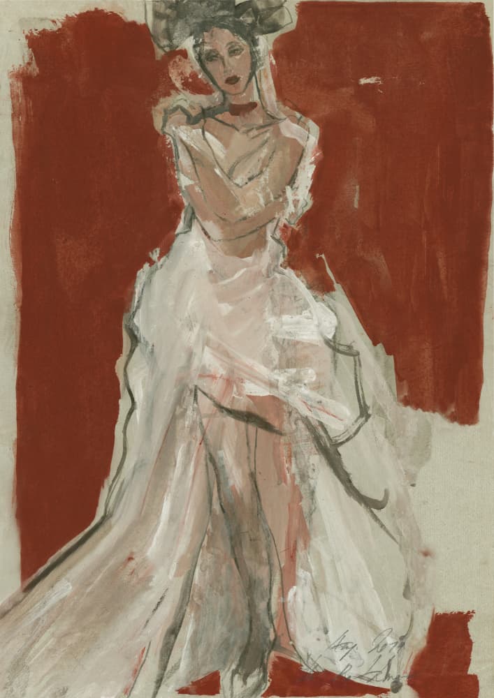 Elegant Woman White Gown by Ute Rathmann — canvas wall art