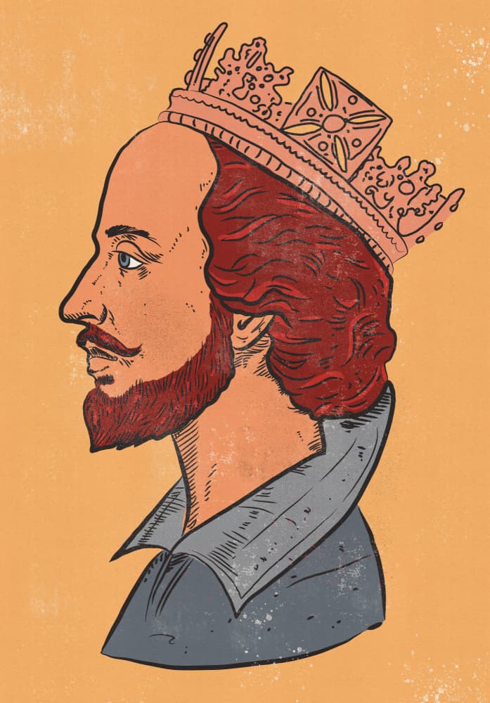 Crowned Shakespeare Profile by Nicholas — canvas wall art