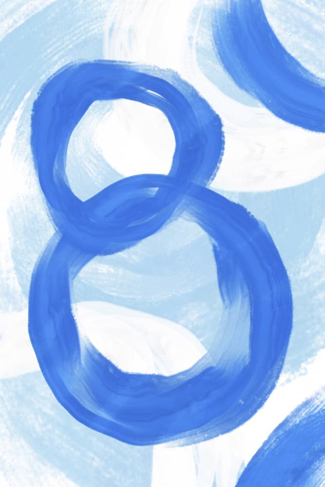 Flowing Blue Circles by Martina — canvas wall art