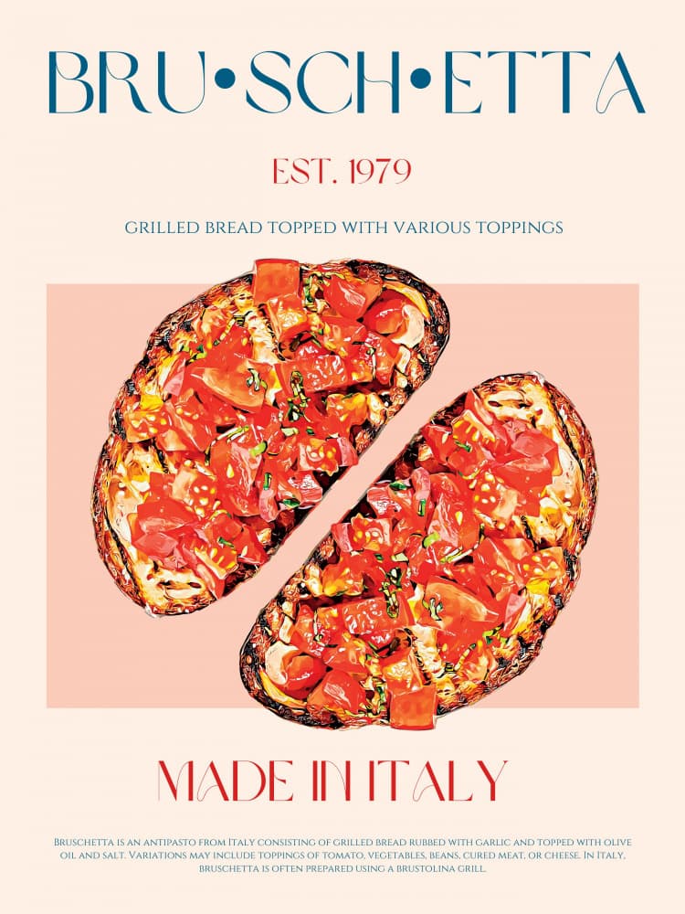 Classic Italian Bruschetta by Nazma Khokhar — canvas wall art