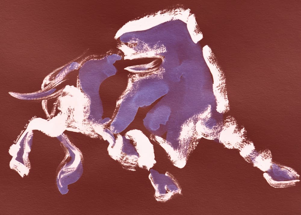 Charging Abstract Bull by Santhosh ch — canvas wall art