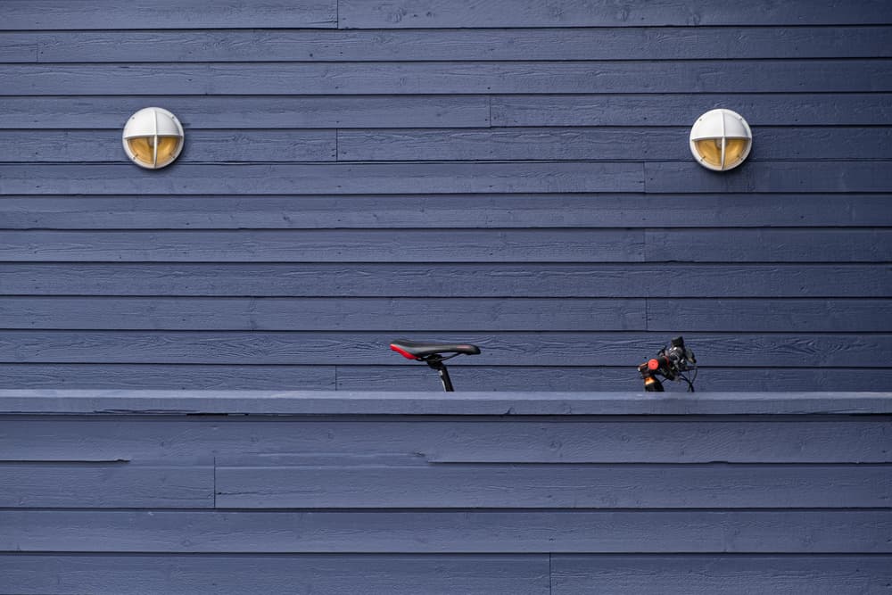 Minimalist Blue Wall Bike by Rolf Endermann — canvas wall art