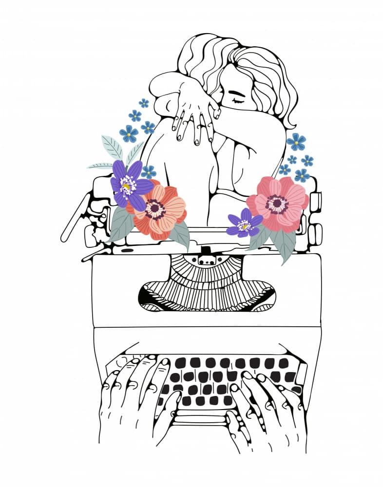 Typewriter Love Story by Olga Galeeva — canvas wall art