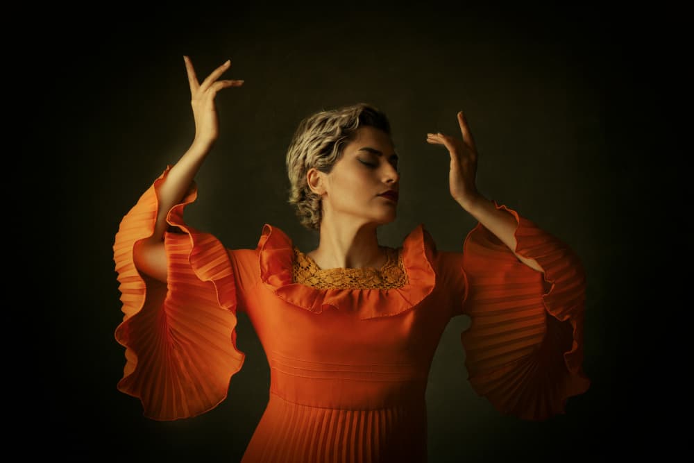 Mystic Orange Dance by Mehdi Mokhtari — canvas wall art