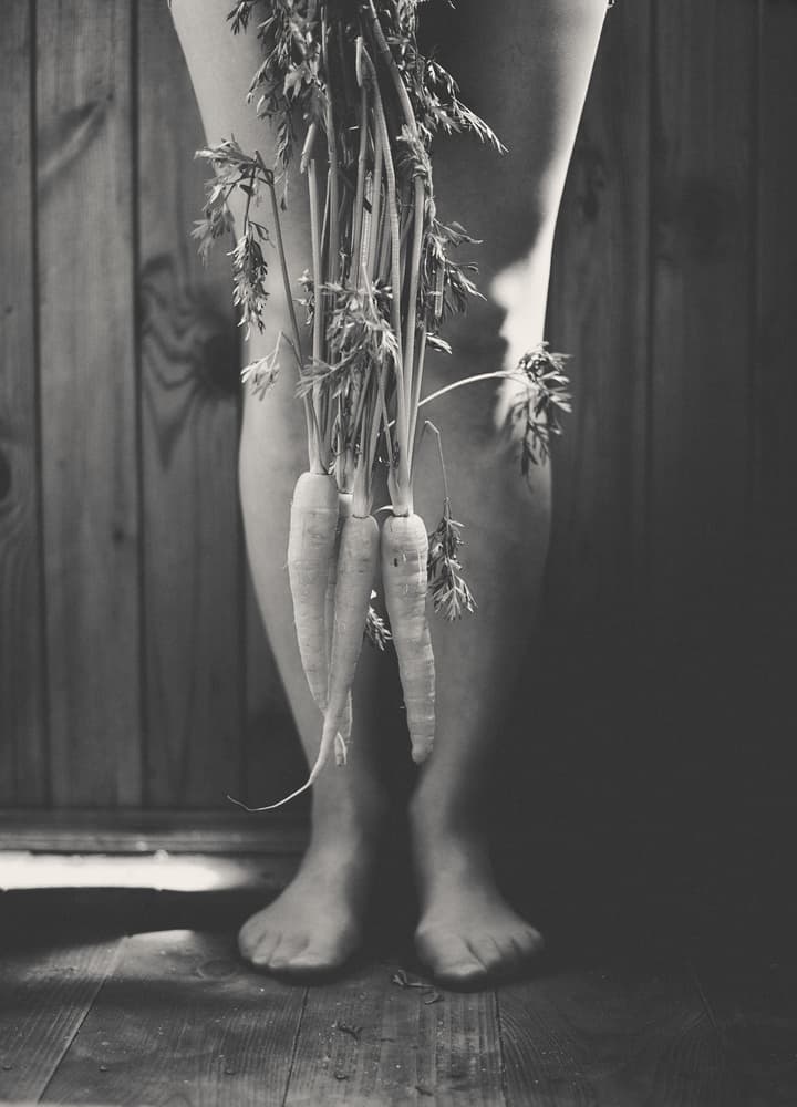 Fresh Carrots Barefoot by Karina Aleksandrova — canvas wall art