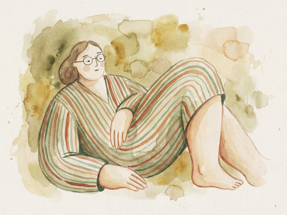 Relaxed Woman In Stripes by Andreas Magnusson — canvas wall art