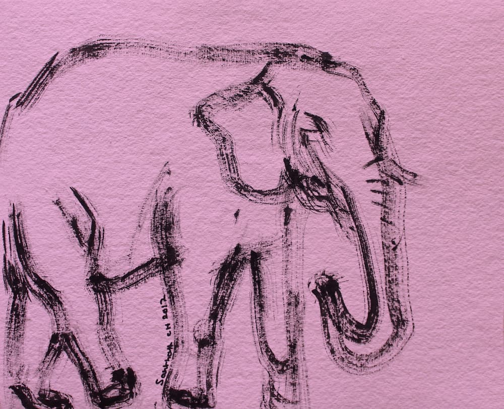 Abstract Pink Elephant by Santhosh ch — canvas wall art