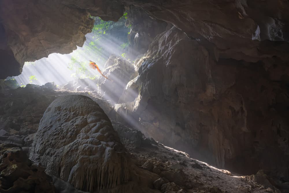 Sunlit Cave Rays by Simoon — canvas wall art