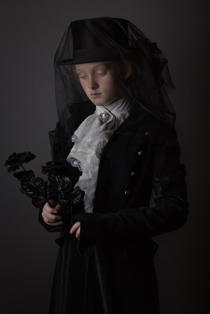 Gothic Girl With Black Roses by Carine Belzon — canvas wall art
