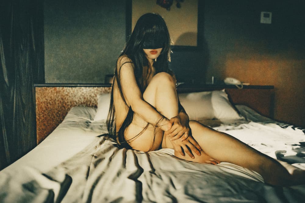 Sensual Blindfolded Woman by Kurosaki Sangan — canvas wall art