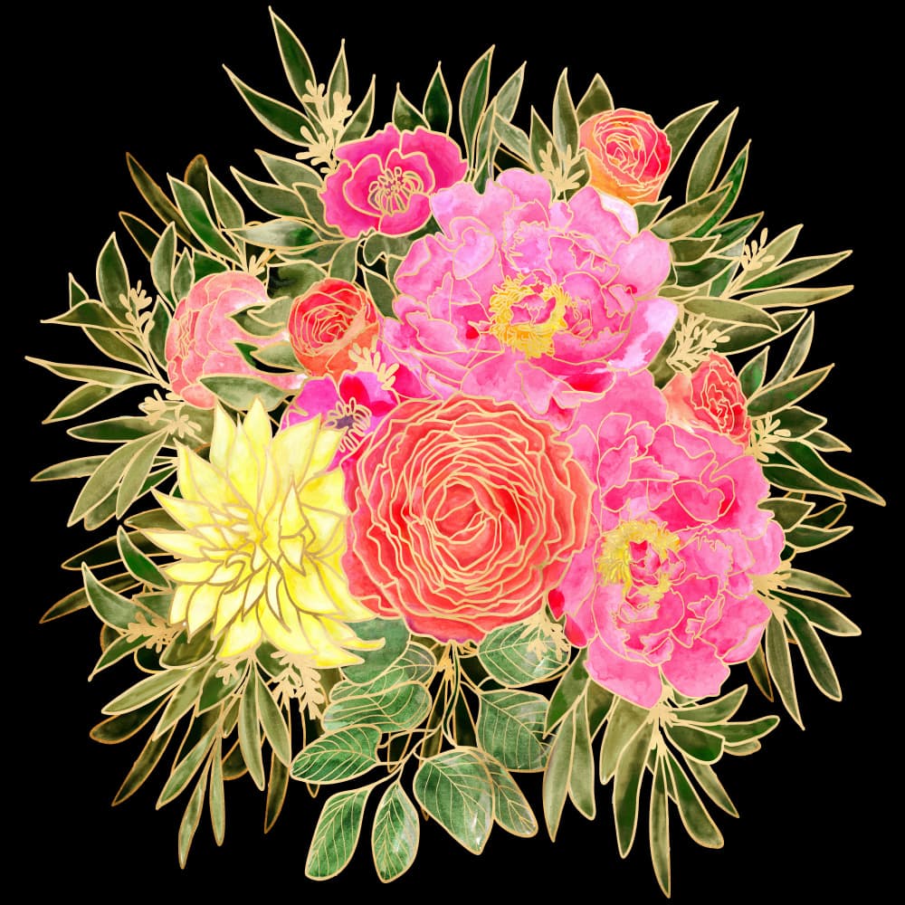Vibrant Watercolor Blooms by Rosana Laiz Blursbyai — canvas wall art