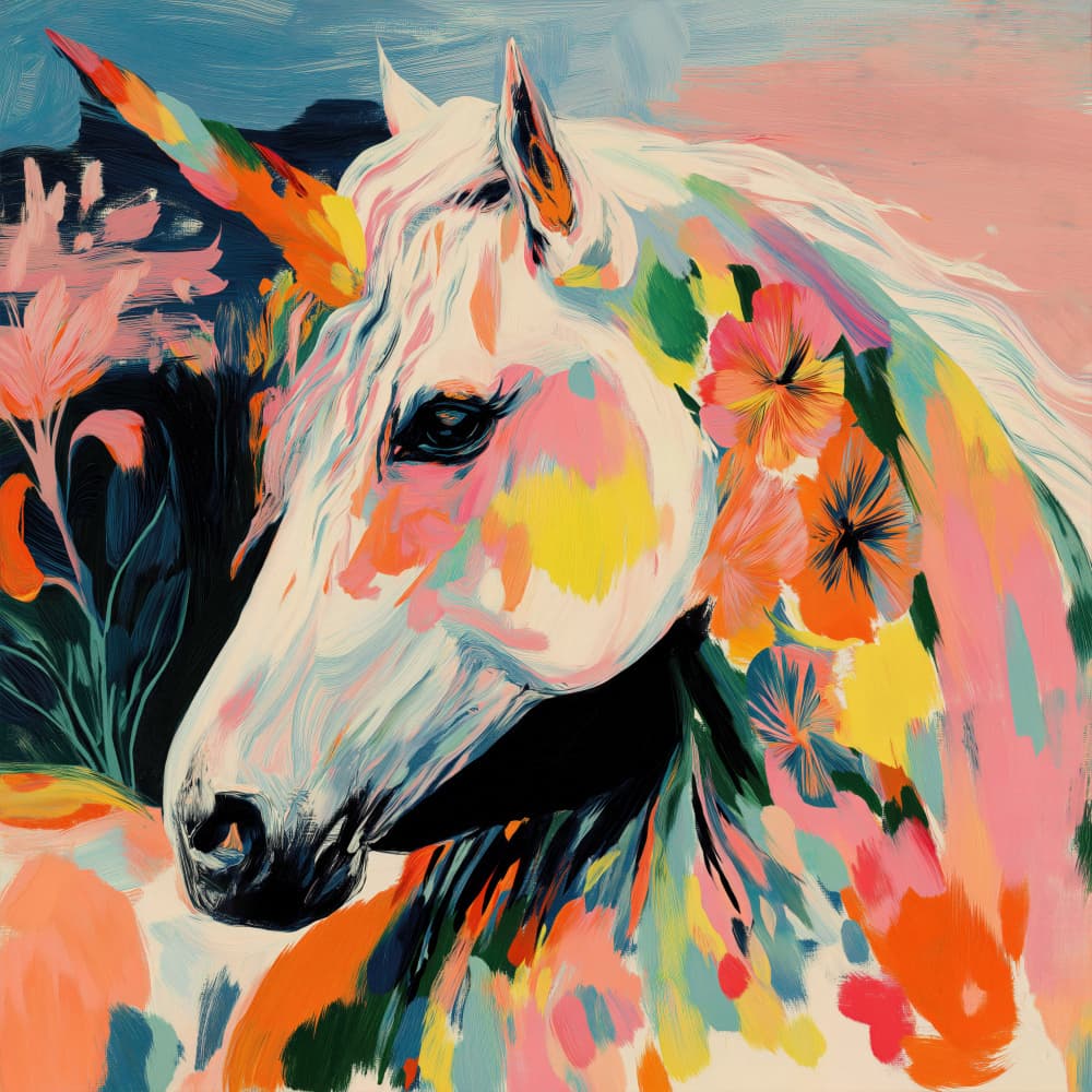 Colorful Fantasy Unicorn by CATS AND DOTZ — canvas wall art