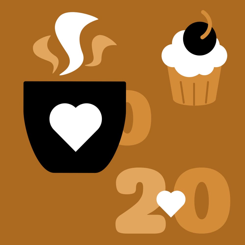 Coffee Cupcake Twenty Hearts by Marika Barsrsind β canvas wall art