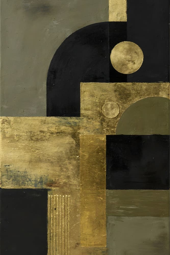 Modern Gold Geometry by Miguel Bruzual — canvas wall art