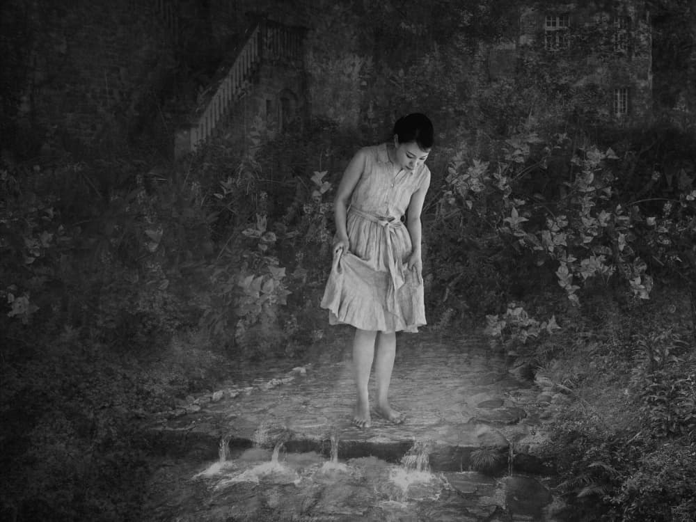 Barefoot Woman by Stream by Eiji Yamamoto — canvas wall art