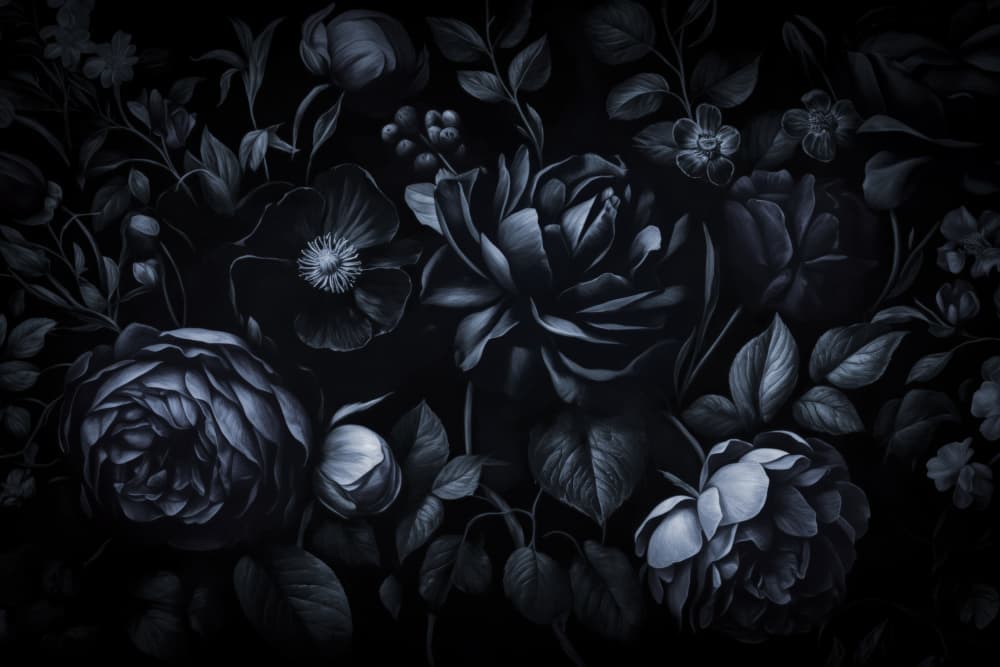 Dark Botanical Roses by Andrea Haase — canvas wall art