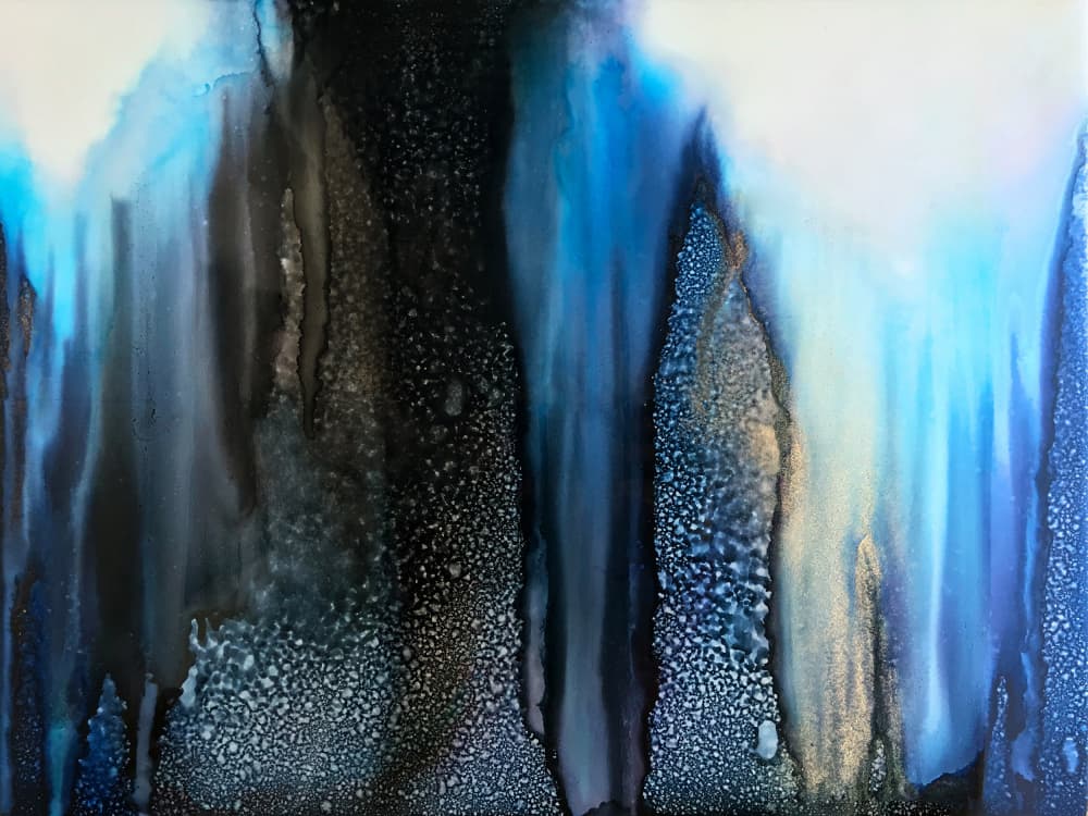 Abstract Blue Depths by Alyson Storms — canvas wall art