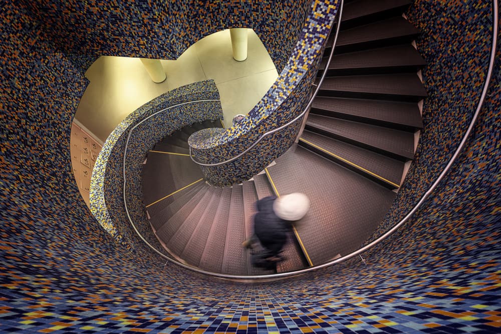 Colorful Mosaic Staircase by fotomarion — canvas wall art