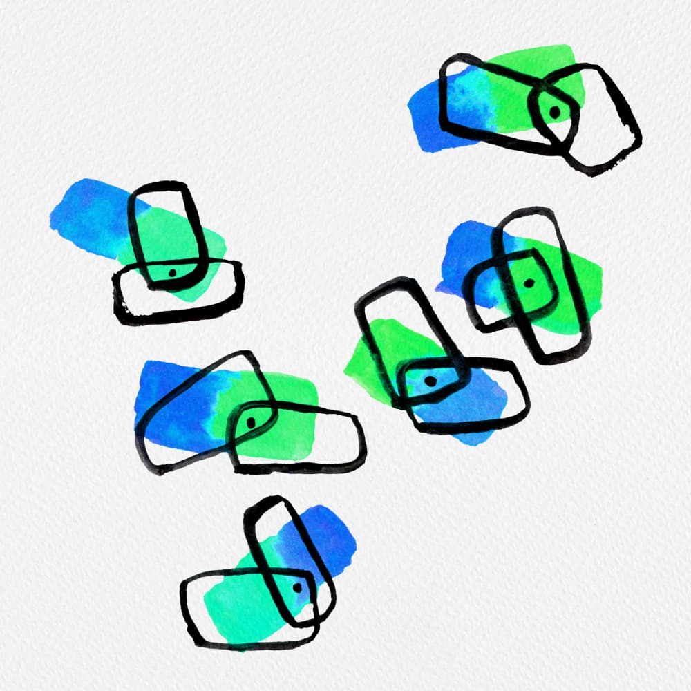 Organic Blue Green Shapes by Michele Channell — canvas wall art