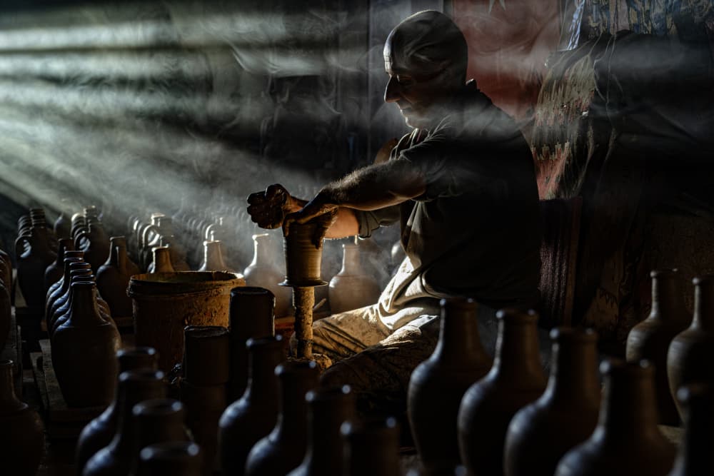 Potter's Wheel in Light by Linda Wride — canvas wall art