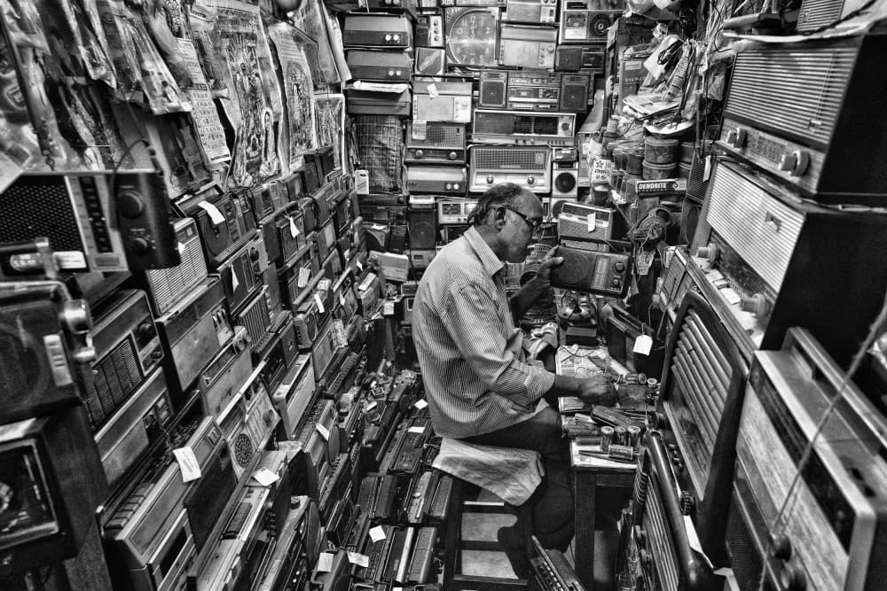 Vintage Radio Repair Shop by JAYATU CHANDRA DAS — canvas wall art