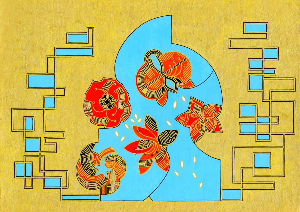 Golden Floral Patterns by Iona Gilburt — canvas wall art