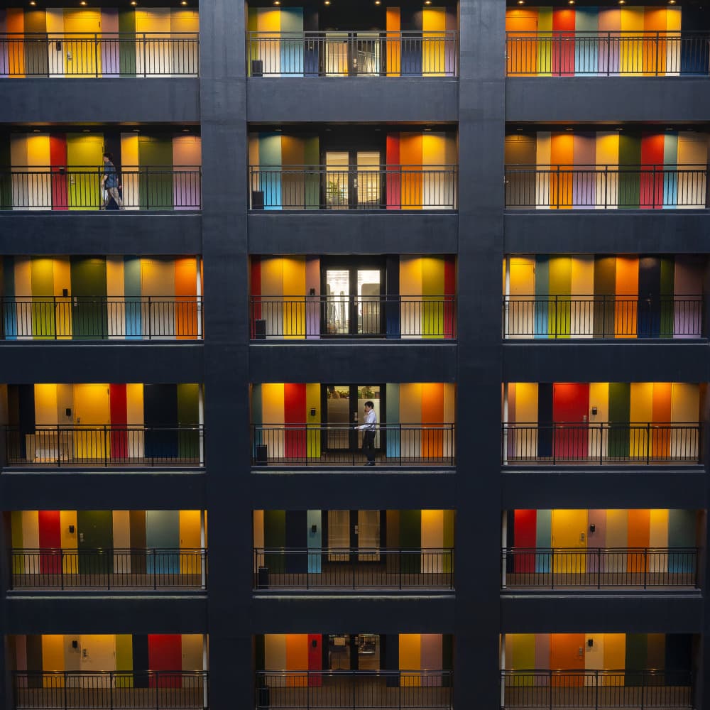 Colorful Apartment Doors by Amnon Eichelberg — canvas wall art