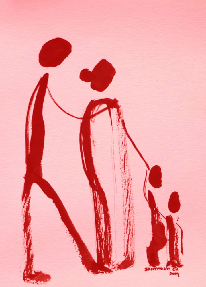 Minimalist Family Walk by Santhosh ch — canvas wall art