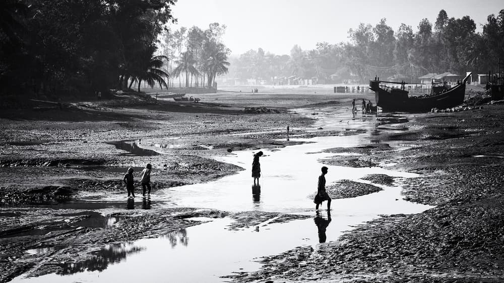 Children Wading Stream by Marcel Rebro — canvas wall art