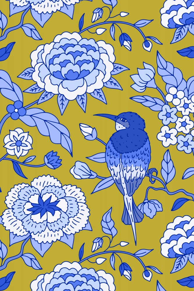 Chinoiserie Floral Bird by Anna Rose — canvas wall art