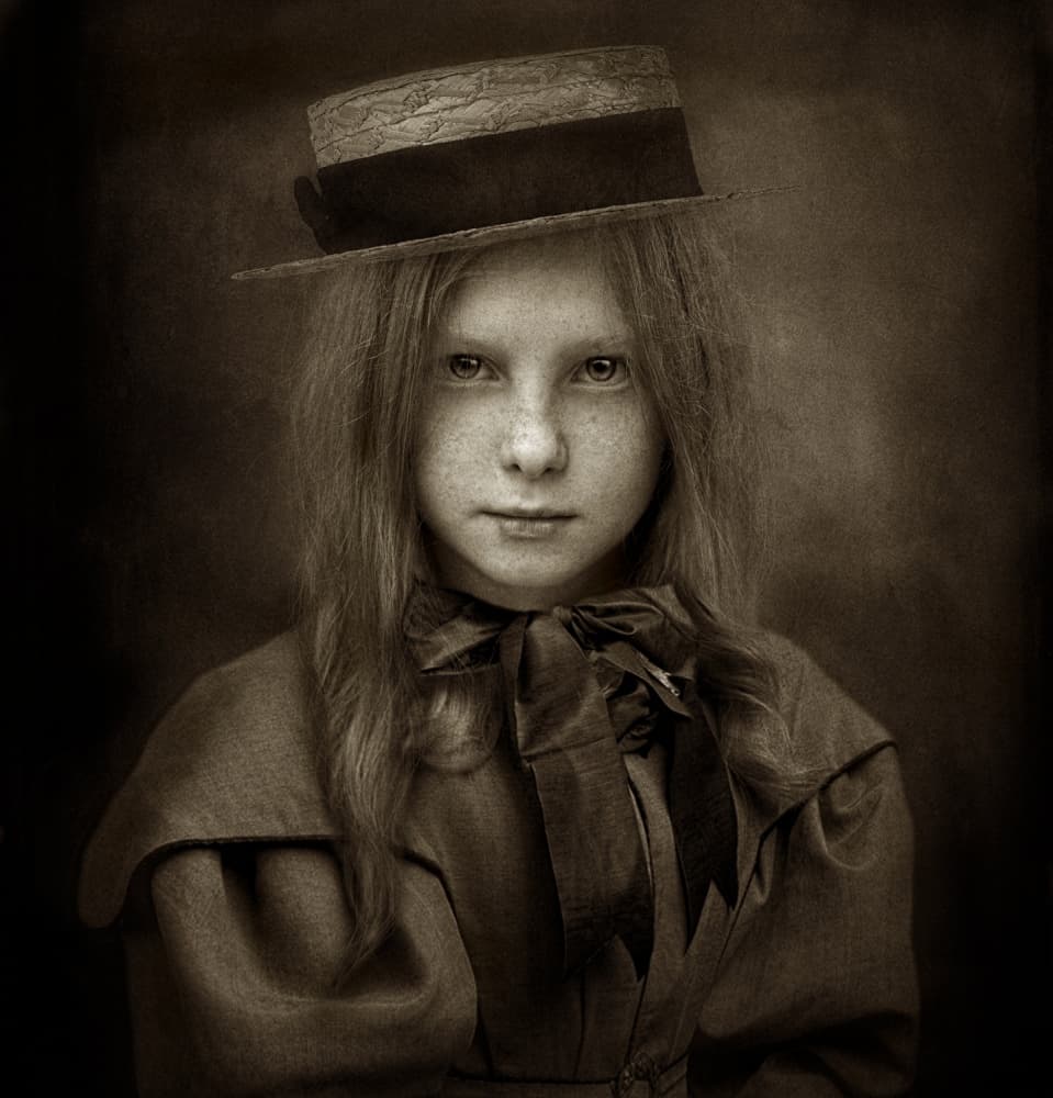 Vintage Girl In Hat by Svetlana Melik-Nubarova — canvas wall art