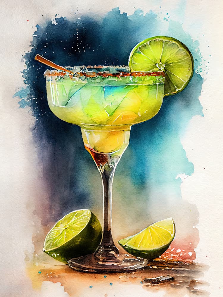Vibrant Watercolor Margarita by Justyna Jaszke — canvas wall art