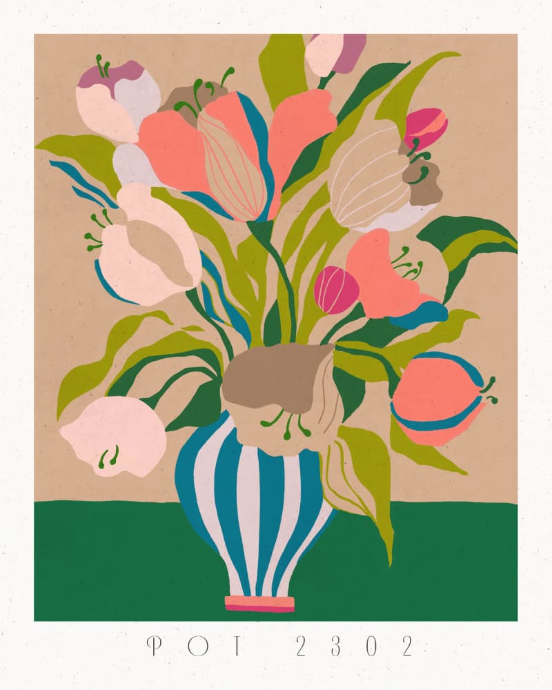 Modern Spring Bouquet by Ophelia Pang — canvas wall art
