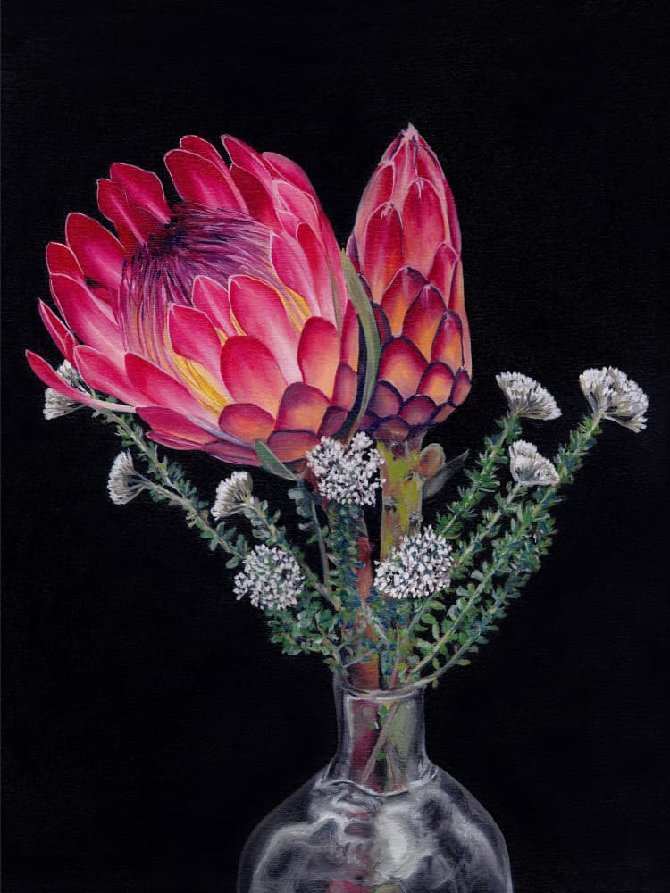 Vibrant Protea Bouquet by Viccy Wanliss — canvas wall art